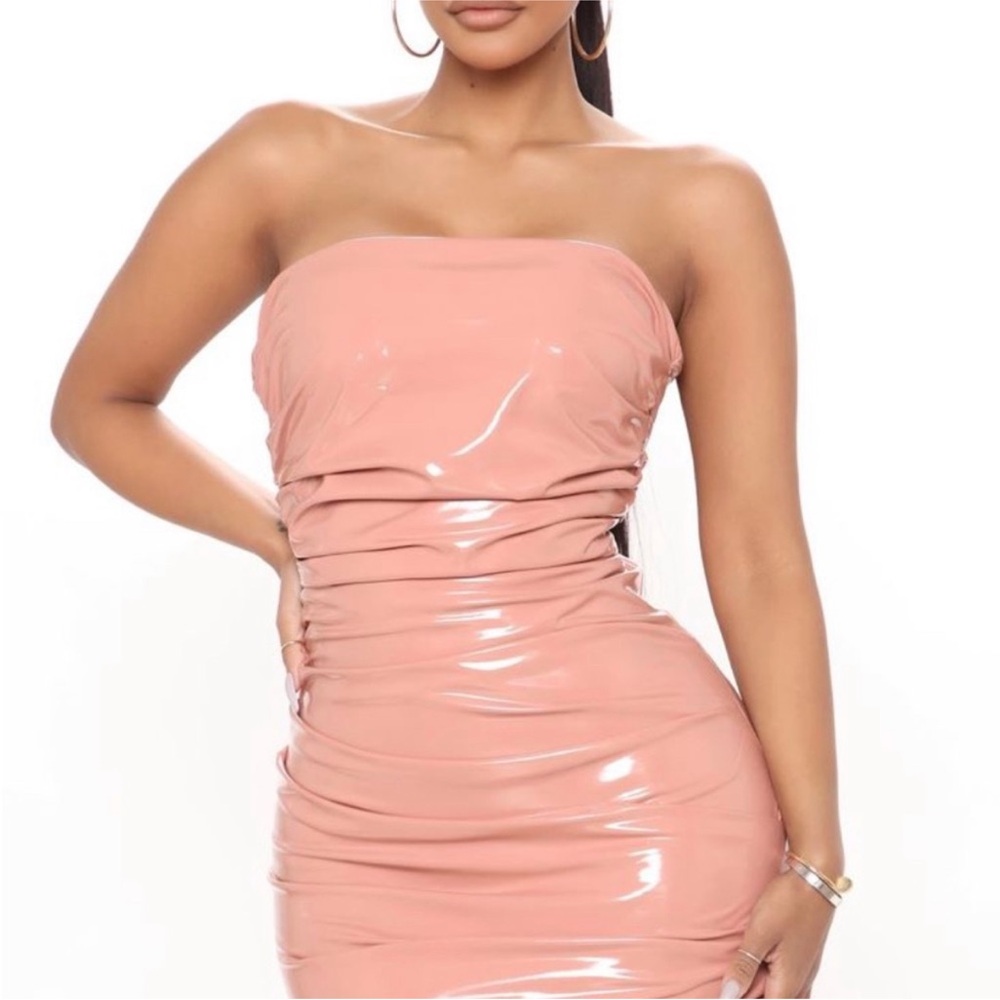 Pink Strapless REAL LATEX Dress Large